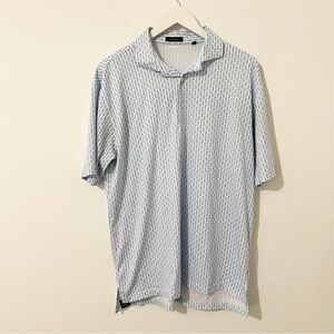 Turtleson Men's Polo Blue White Print Size Large L